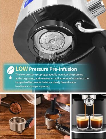 Gevi Espresso Machines 20 Bar ماكينة صنع قهوة الكابتشينو الأوتوماتيكية سريعة التسخين مع عصا رغوة الحليب للإسبريسو، خزان مياه قابل للإزالة سعة 1.2 لتر، نظام مزدوج للتحكم في درجة الحرارة، هدية للأم in Kuwait