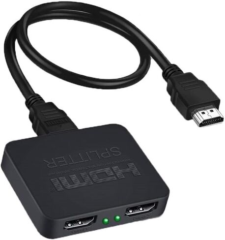 مقسم HDMI 1 في 2 مخرج، مقسم HDMI 4K للشاشات المزدوجة المكررة/المرآة فقط، مقسم HDMI 1x2 1 إلى 2 مضخم صوت عالي الدقة 1080P ثلاثي الأبعاد مع كابل HDMI بطول 5 أقدام (مصدر واحد على شاشتين) in Kuwait