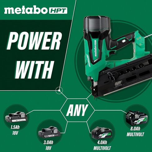 Metabo HPT 18V Cordless Framing Nailer | Tool Only - No Battery | Brushless Motor | 2-Inch up to 3-1/2-Inch Round Plastic Strip Nails | Lifetime Tool Warranty | NR1890DRSQ7 in Saudi Arabia
