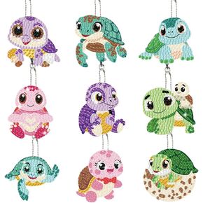 20Pcs Diamond Painted Keychains Dogs Art Ornaments 5D DIY Animals Patterns Key Rings Pendants Kit for Beginners DIY Crafts in Kuwait