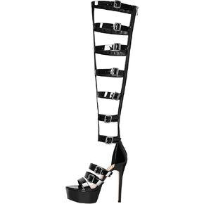 onlymaker Women's Punk-Inspired Thigh-High Boot Sandals Stiletto Platform Adjustable Buckle Straps in Kuwait