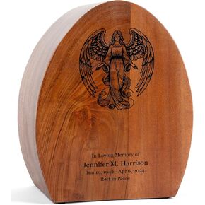 Medium Wooden Cremation Urns for Sharing Human Ashes - 120 Cubic Inches - Decorative Urns - Medium Wood Box Casket for Sharing Ashes for Man or Woman in Saudi Arabia