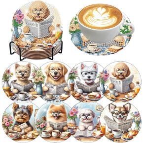 8 Pcs Diamond Art Coasters Kit,Diamond Painting Coasters,Flower Diamond Art Kits for Adults,Flowers Coaster Diamond Art Kit,Small Diamond Painting Kits with Holder in Kuwait