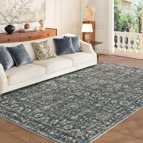 8x10 Washable Rugs for Living Room, Soft Large Rugs Brown Area Rug, Indoor Vintage Carpet for Bedroom Dining Room Office, Rubber Backed Non Slip Low Pile Mat, Dark Brown in Saudi Arabia