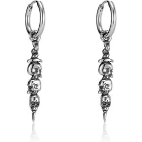 Stainless steel skull cone hanging ear ring earrings suitable for men and women Gothic style jewelry in Saudi Arabia