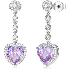 2CT Gemstone Earrings for Women 8mm Heart Cut Birthstone Drop Earrings for Gifts in Kuwait