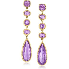 Ross-Simons 26.40 ct. t.w. Amethyst Drop Earrings in 18kt Gold Over Sterling in Saudi Arabia