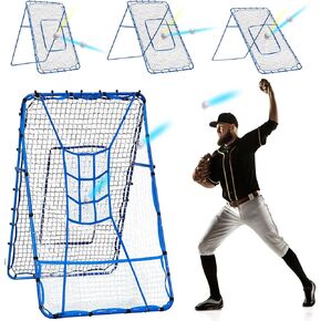 6x4FT Baseball Rebounder Net, Baseball Rebounder Pitchback Net with 2 x 6-Angle Quick Adjustments, Easy Quick Setup,Ideal for Volleyball Softball Lacrosse Soccer and Sport Training in Kuwait