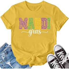 LBP Mardi Gras Shirt for Women Happy Mardi Gras Day T-Shirt Womens Fat Tuesday Party Tee Tops in Kuwait