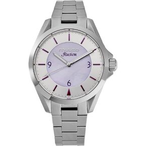 ساعات MULCO للنساء، Lady Ilusion، هيكل من الفولاذ المقاوم للصدأ مع سوار معصم من السيليكون، حركة كوارتز متعددة الوظائف، شاشة عرض تناظرية كبيرة للوجه مع أم اللؤلؤ والذهب الوردي - مقاومة للماء حتى 100 متر in Kuwait