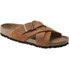 Birkenstock Lugano Cross Strap Sandal ، جلد أسود مزيت ، حجم 41 N EU (10-10.5 N Women) in Kuwait