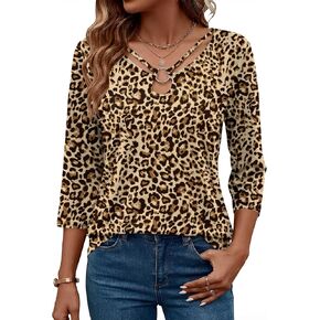 Rapbin 3/4 Length Sleeve Womens Tops Summer Cut Out Ring Keyhole Neck Dressy Casual Crew Neck Tee Shirts 2026 in Kuwait