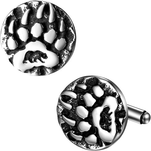 أزرار أكمام للرجال من OIDEA Viking: أزرار أكمام فضية عتيقة من Norse Viking Bear Claw Cuff Links من الفولاذ المقاوم للصدأ للرجال أزرار أكمام قميص ترصيع مجوهرات هدايا للأب والزوج والابن in Saudi Arabia