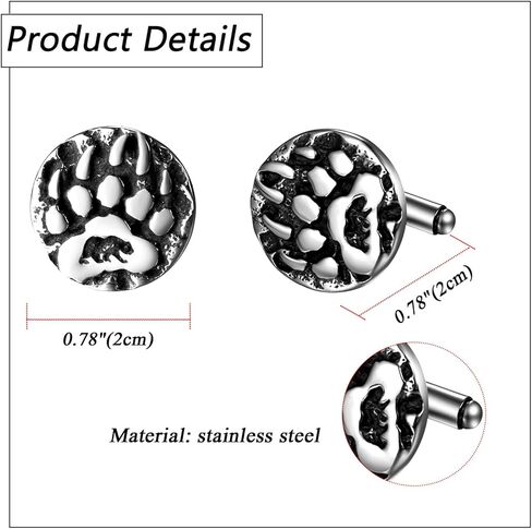 أزرار أكمام للرجال من OIDEA Viking: أزرار أكمام فضية عتيقة من Norse Viking Bear Claw Cuff Links من الفولاذ المقاوم للصدأ للرجال أزرار أكمام قميص ترصيع مجوهرات هدايا للأب والزوج والابن in Saudi Arabia