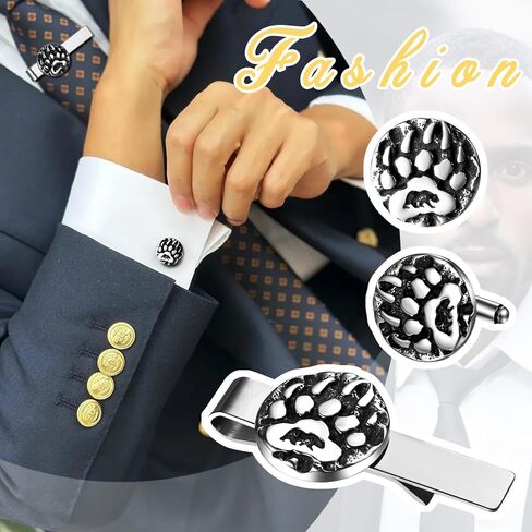 أزرار أكمام للرجال من OIDEA Viking: أزرار أكمام فضية عتيقة من Norse Viking Bear Claw Cuff Links من الفولاذ المقاوم للصدأ للرجال أزرار أكمام قميص ترصيع مجوهرات هدايا للأب والزوج والابن in Saudi Arabia