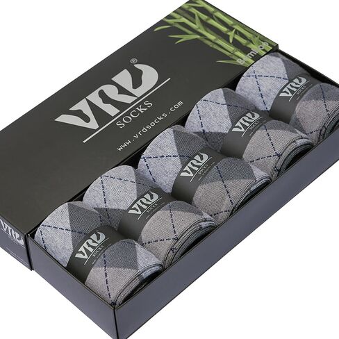 VRD Mens Dress Socks, Bamboo Rayon 5-Pack, Grey Crew Length Mid-Calf Socks for Men Shoe Size 8-13 in Saudi Arabia
