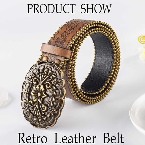 Western Brown Belt for Women Cowboy Cowgirl Waist Belt Embossed Leather Belt Ladies Belts for Jeans Pants Dresses in Saudi Arabia