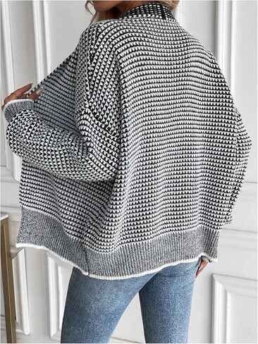 GORGLITTER Women's Open Front Chunky Sweater Cardigans Long Sleeve Striped Knit Jacket Casual Fall Trendy Outerwear 2025 in Saudi Arabia