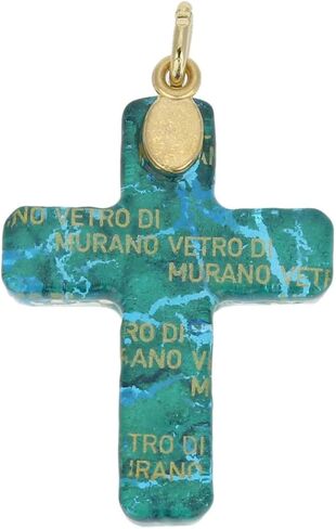 Glass Of Venice Murano Glass Venetian Reflections Cross Pendant - Aqua Gold in Saudi Arabia
