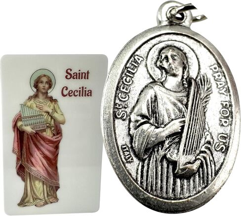 مجموعة ميدالية Westmon Works St Cecilia ميدالية معدنية إيطالية مع بطاقة الموسيقار سانت هولي in Saudi Arabia