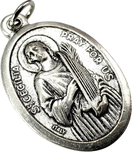 مجموعة ميدالية Westmon Works St Cecilia ميدالية معدنية إيطالية مع بطاقة الموسيقار سانت هولي in Saudi Arabia