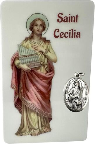 مجموعة ميدالية Westmon Works St Cecilia ميدالية معدنية إيطالية مع بطاقة الموسيقار سانت هولي in Saudi Arabia