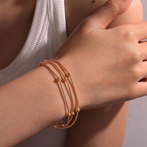 Gold Stack Bracelets for Women Trendy Ball Bracelets Charm Gold Jewelry Fashion Accessories in Saudi Arabia