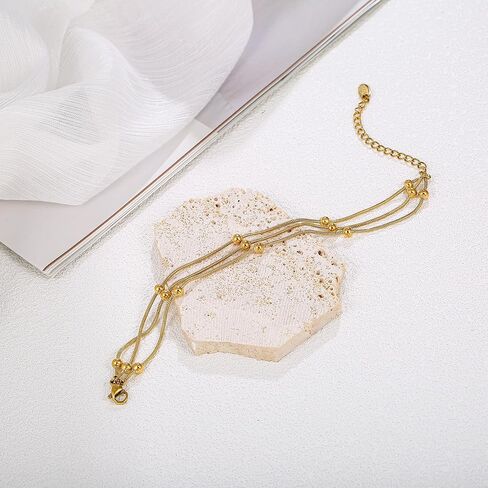 Gold Stack Bracelets for Women Trendy Ball Bracelets Charm Gold Jewelry Fashion Accessories in Saudi Arabia