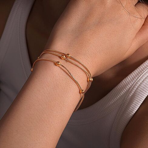 Gold Stack Bracelets for Women Trendy Ball Bracelets Charm Gold Jewelry Fashion Accessories in Saudi Arabia