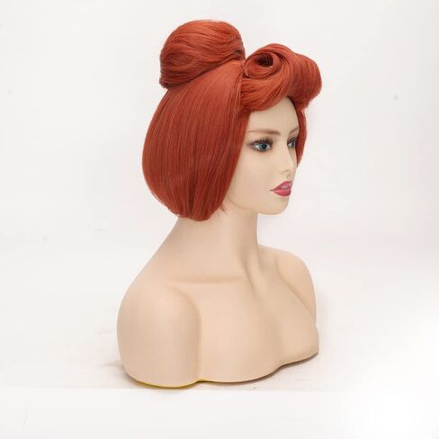FVCENT 50s Women Wig Halloween Costume for Women,60s Short Red Vintage Updo Halloween Costume Bun Party Wig (Red) in Saudi Arabia