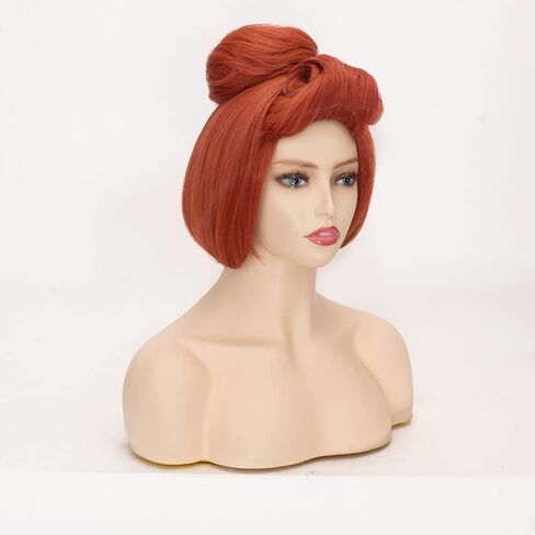 FVCENT 50s Women Wig Halloween Costume for Women,60s Short Red Vintage Updo Halloween Costume Bun Party Wig (Red) in Saudi Arabia