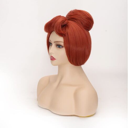 FVCENT 50s Women Wig Halloween Costume for Women,60s Short Red Vintage Updo Halloween Costume Bun Party Wig (Red) in Saudi Arabia