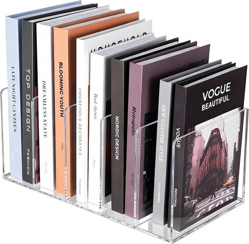 Clear Acrylic Magazine File Holder with 3 Vertical Compartments Desk Organizer Book Rack for Home Office Desk Sorter Paper Folder Stand Bookshelf Accessories Storage in Saudi Arabia
