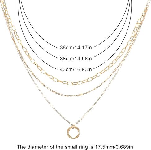 2 PCS Layered Necklaces for Women, Gold & Silver Multi Layered Necklaces with Pendant, Stacked Necklace Elegant Multilayer Adjustable Layering Chain in Saudi Arabia