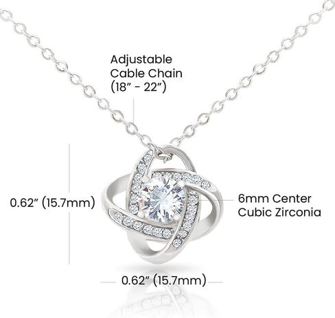 To My Mom Stainless Steel Love Knot Necklace - Premium Cubic Zirconia Jewelry Gift for Mother, Includes Interchangeable Emotional Message Card & Luxury Gift Box. in Saudi Arabia