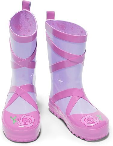 Kidorable Ballerina Rainboots, Pink, Kids Sizes, Natural Rubber Boots with Cotton Lining, Pull On Heel Tab & Non-Slip Sole in Saudi Arabia