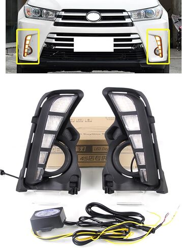 عاكسات المصد الخلفي LED أضواء خلفية مناسبة لـ 2015 2016 2017 2018 Toyota Highlander مع ضوء إشارة الانعطاف المتسلسل LED / الفرامل / القيادة / مصابيح الضباب عدسة حمراء in Kuwait