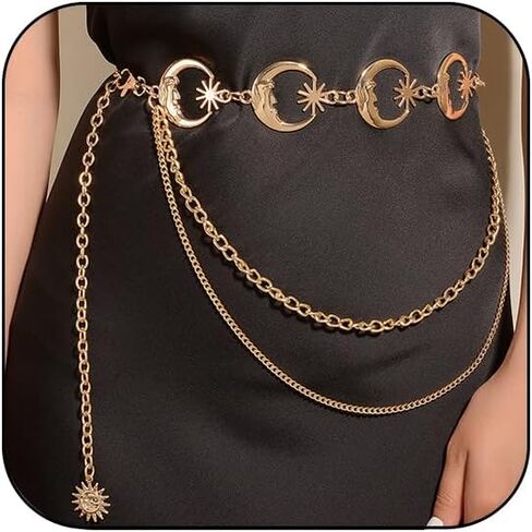 Pirate Gold Waist Chain for Women Gold Chain Belt for Dress Coin Belly Chains Beach Belly Body Chains Fashion Pirate Accessories Renaissance Jewelry Costume Gifts in Saudi Arabia