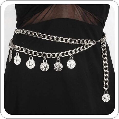 Pirate Gold Waist Chain for Women Gold Chain Belt for Dress Coin Belly Chains Beach Belly Body Chains Fashion Pirate Accessories Renaissance Jewelry Costume Gifts in Saudi Arabia