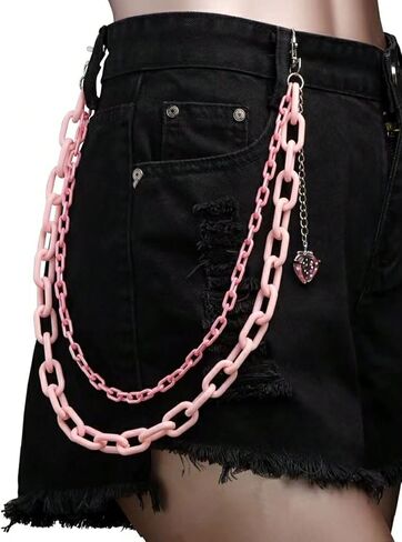 Dual-Layered Pink Acrylic Strawberry Pants Chain Bag Charm for Women Men Valentines Accessory Friendship Gifts for Women Christmas Gifts Valentines Day in Saudi Arabia