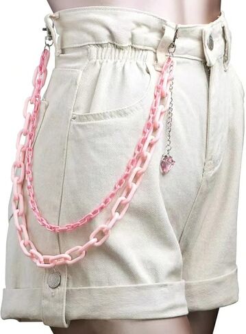 Dual-Layered Pink Acrylic Strawberry Pants Chain Bag Charm for Women Men Valentines Accessory Friendship Gifts for Women Christmas Gifts Valentines Day in Saudi Arabia