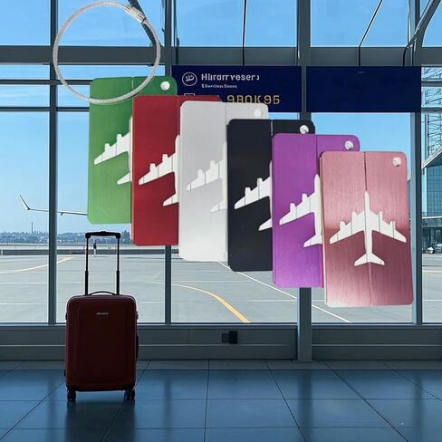 6 Pack Luggage Tag, Travel Labels Set for Suitcases with Stainless Loop and ID Card, 6 Pack Aluminium Alloy Suitcase Tags for Flying, Cruise, Travel Essentials, Multicolored in Saudi Arabia