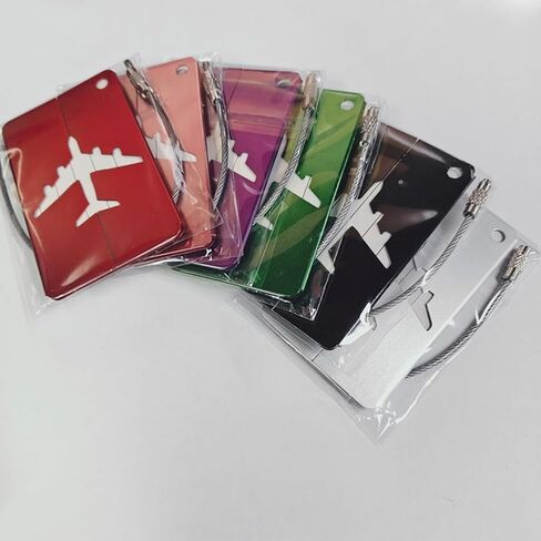 6 Pack Luggage Tag, Travel Labels Set for Suitcases with Stainless Loop and ID Card, 6 Pack Aluminium Alloy Suitcase Tags for Flying, Cruise, Travel Essentials, Multicolored in Saudi Arabia