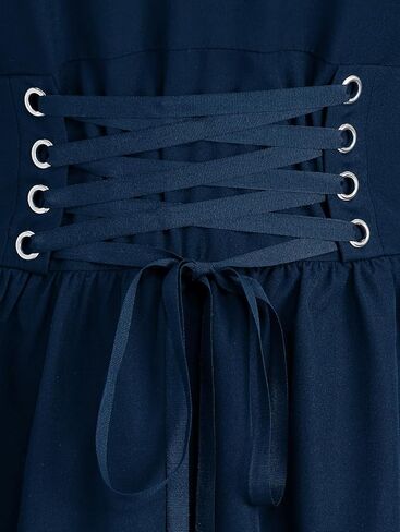 ROSE GAL Womens Plus Size Victorian Gothic Lace-up Layered Lace Trim Cutout Trumpet Sleeves Knee Length Dress in Saudi Arabia