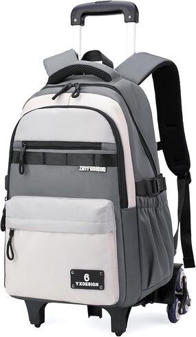 ZHANAO Rolling Backpack for Boys Color-blocking Schoolbag for Middle School Students Trolley Bookbags for Elementary Boys in Saudi Arabia