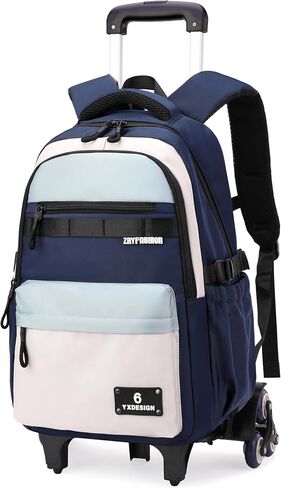 ZHANAO Rolling Backpack for Boys Color-blocking Schoolbag for Middle School Students Trolley Bookbags for Elementary Boys in Saudi Arabia