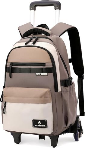 ZHANAO Rolling Backpack for Boys Color-blocking Schoolbag for Middle School Students Trolley Bookbags for Elementary Boys in Saudi Arabia