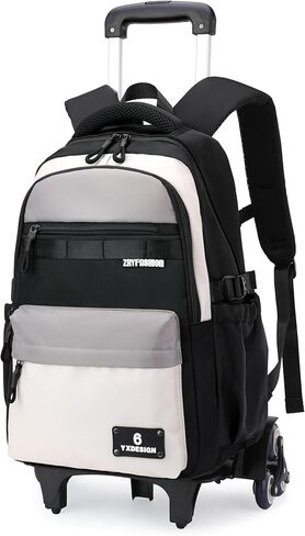ZHANAO Rolling Backpack for Boys Color-blocking Schoolbag for Middle School Students Trolley Bookbags for Elementary Boys in Saudi Arabia