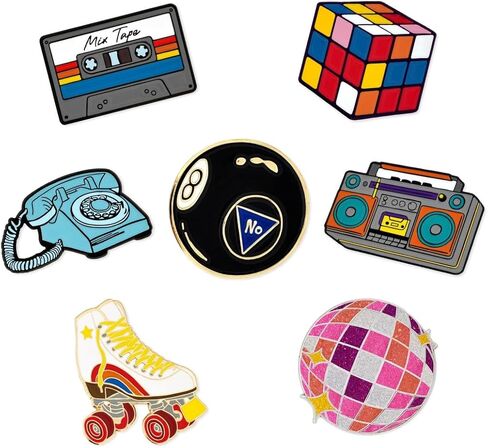 دبوس المينا القديم من PinMart - إكسسوار طية صدر السترة العتيق من الثمانينيات لحقائب الظهر والقبعات والحقائب والسترات - دبابيس فرقة الروك المزخرفة اللطيفة لهواة الجمع والهدايا in Saudi Arabia