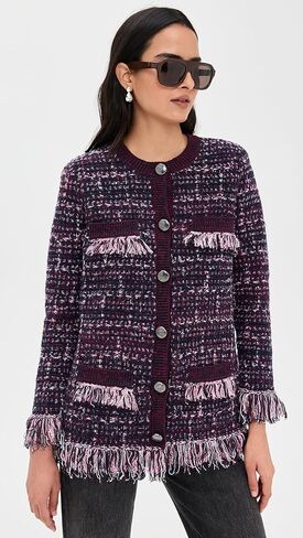 L'AGENCE Women's Kastoria Fringe Trim Cardigan in Saudi Arabia